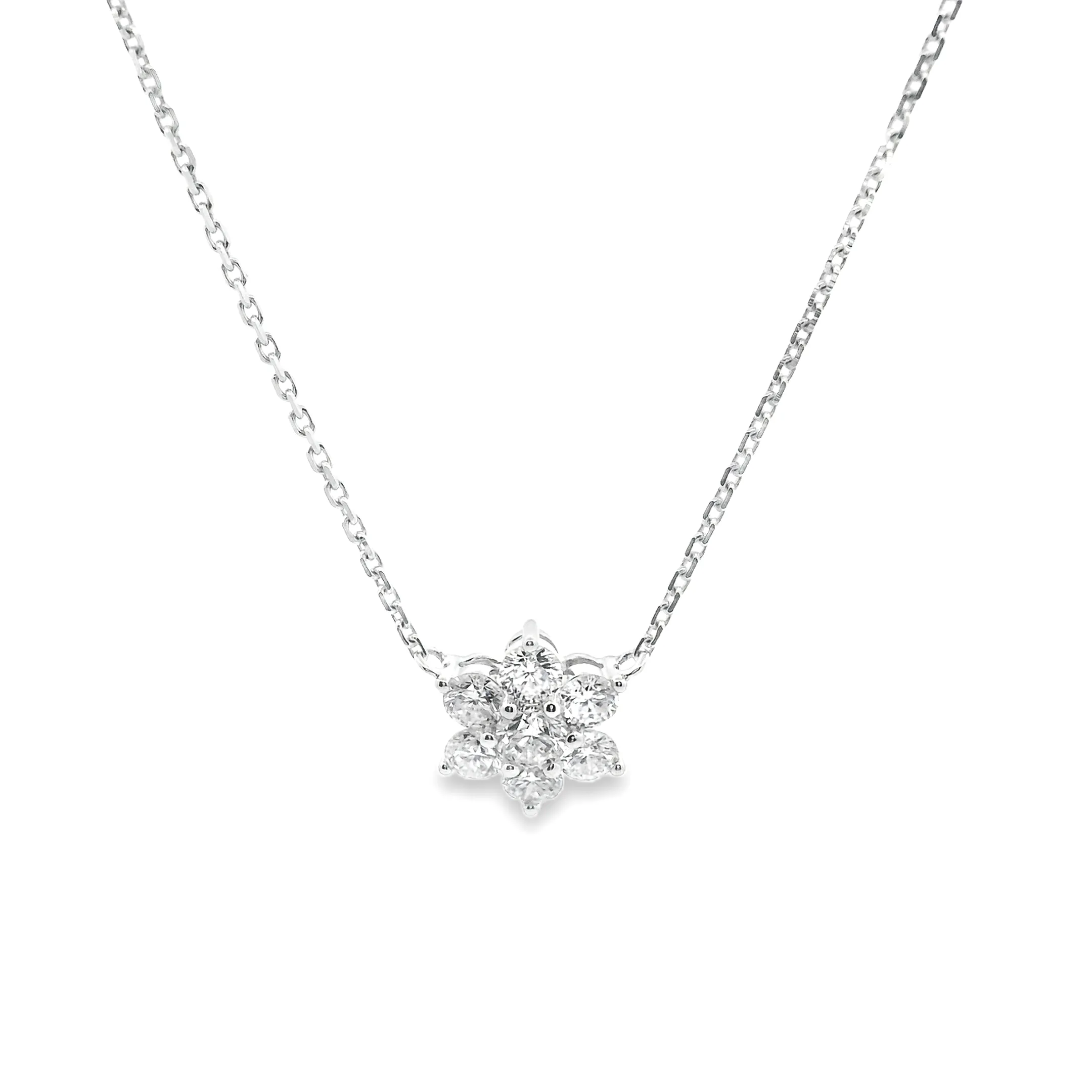 .80ct 18k White Gold Diamond Flower Pendant