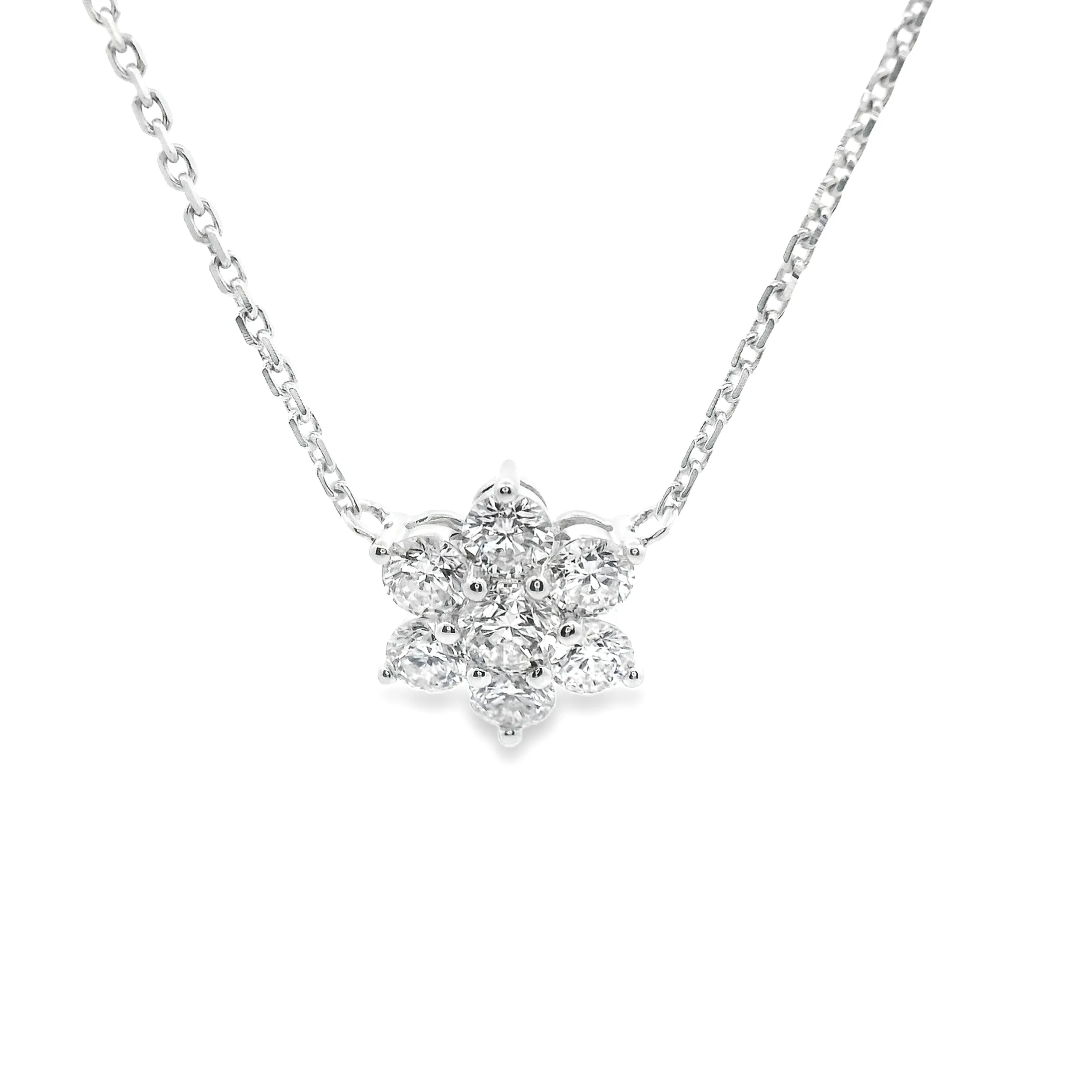 .80ct 18k White Gold Diamond Flower Pendant