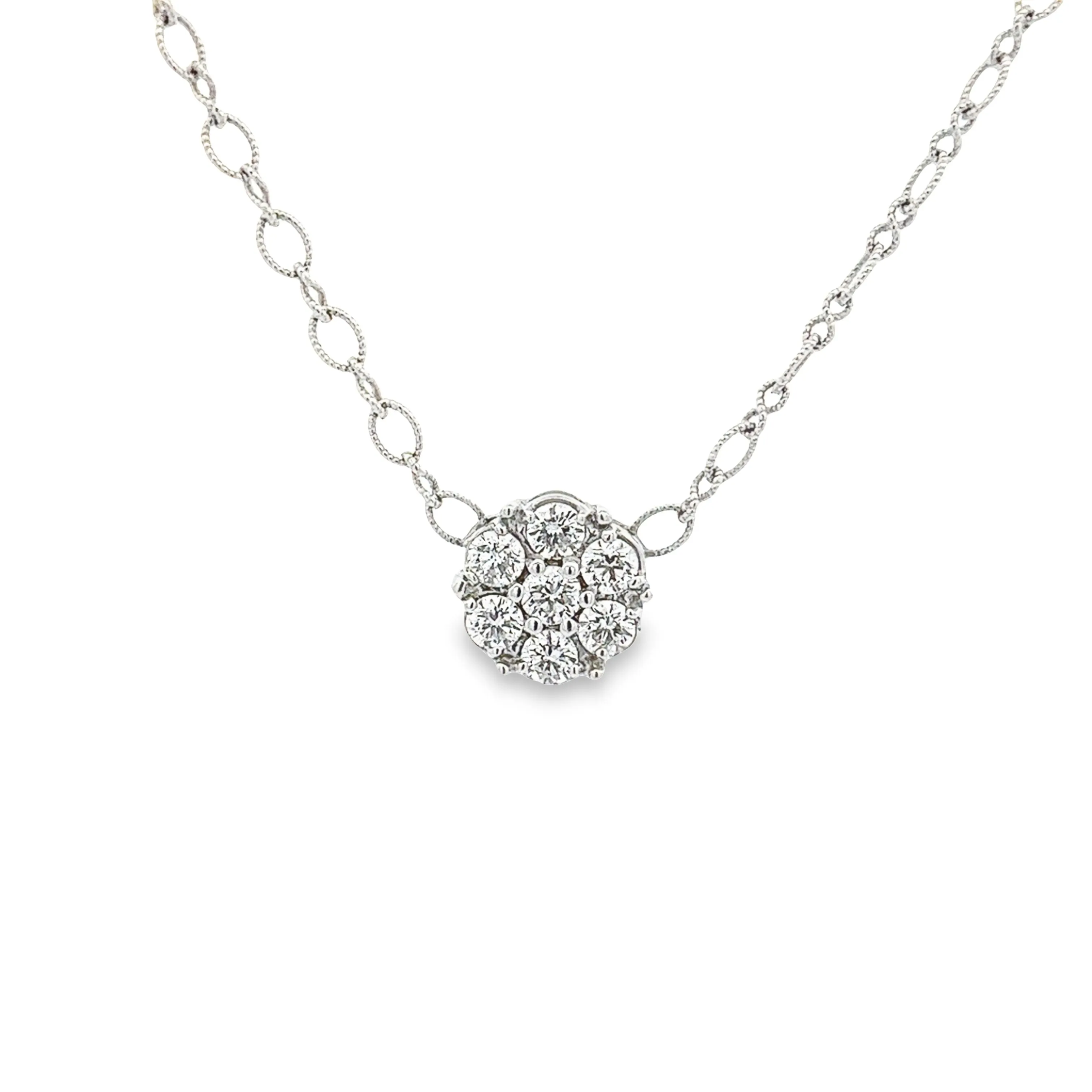 .90ct 18k White Gold Diamond Cluster Pendant