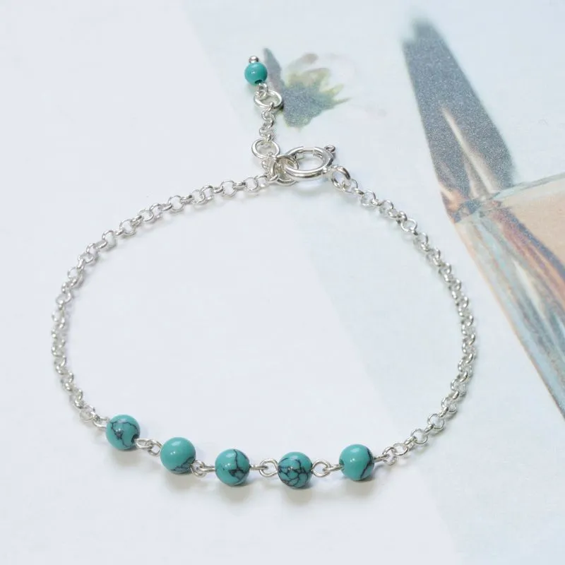 925 Silver Turquoise Bracelet - December Birthstone Gift