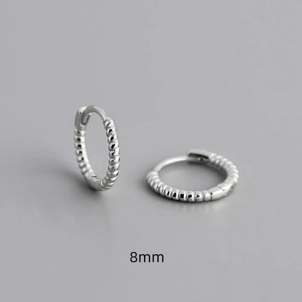 925 Sterling Silver Twist Hoop Earrings Charm Jewelry - Round Circle - MD372