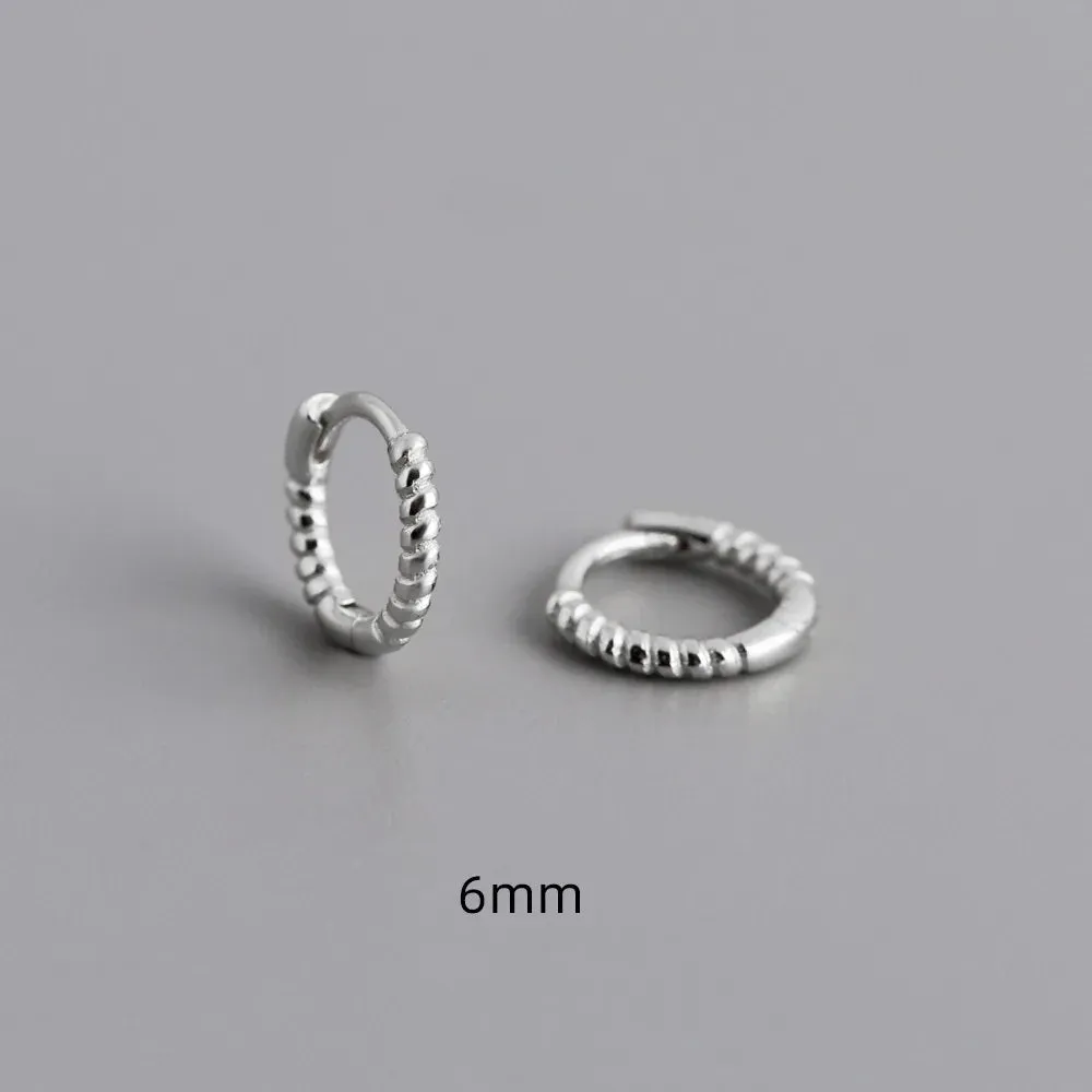 925 Sterling Silver Twist Hoop Earrings Charm Jewelry - Round Circle - MD372