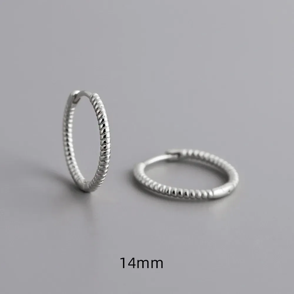 925 Sterling Silver Twist Hoop Earrings Charm Jewelry - Round Circle - MD372