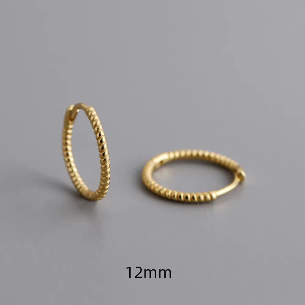 925 Sterling Silver Twist Hoop Earrings Charm Jewelry - Round Circle - MD372