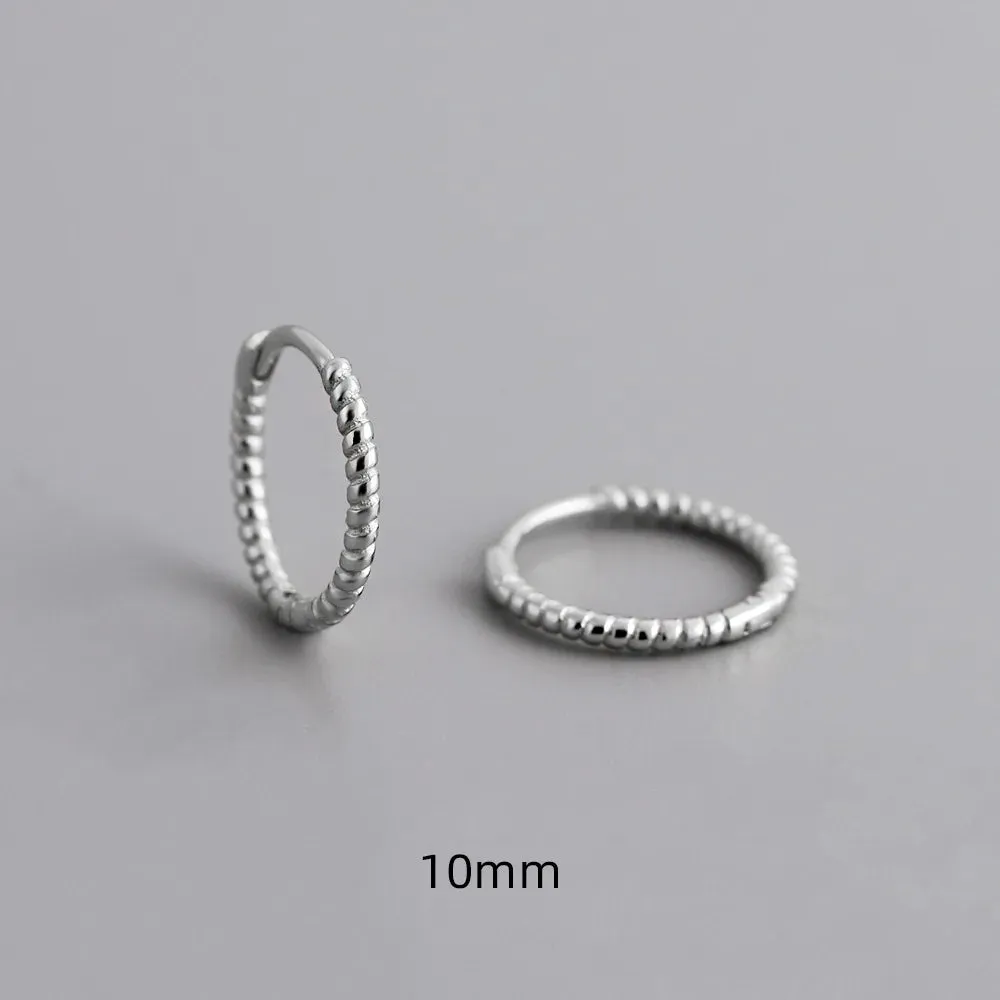 925 Sterling Silver Twist Hoop Earrings Charm Jewelry - Round Circle - MD372