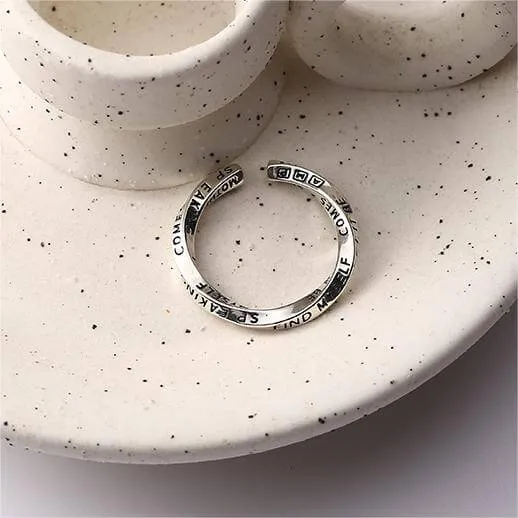 925 Sterling Silver Vintage Möbius Letter Plain Ring