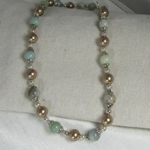 Amazonite and Pearl Beaded Beaded Necklace