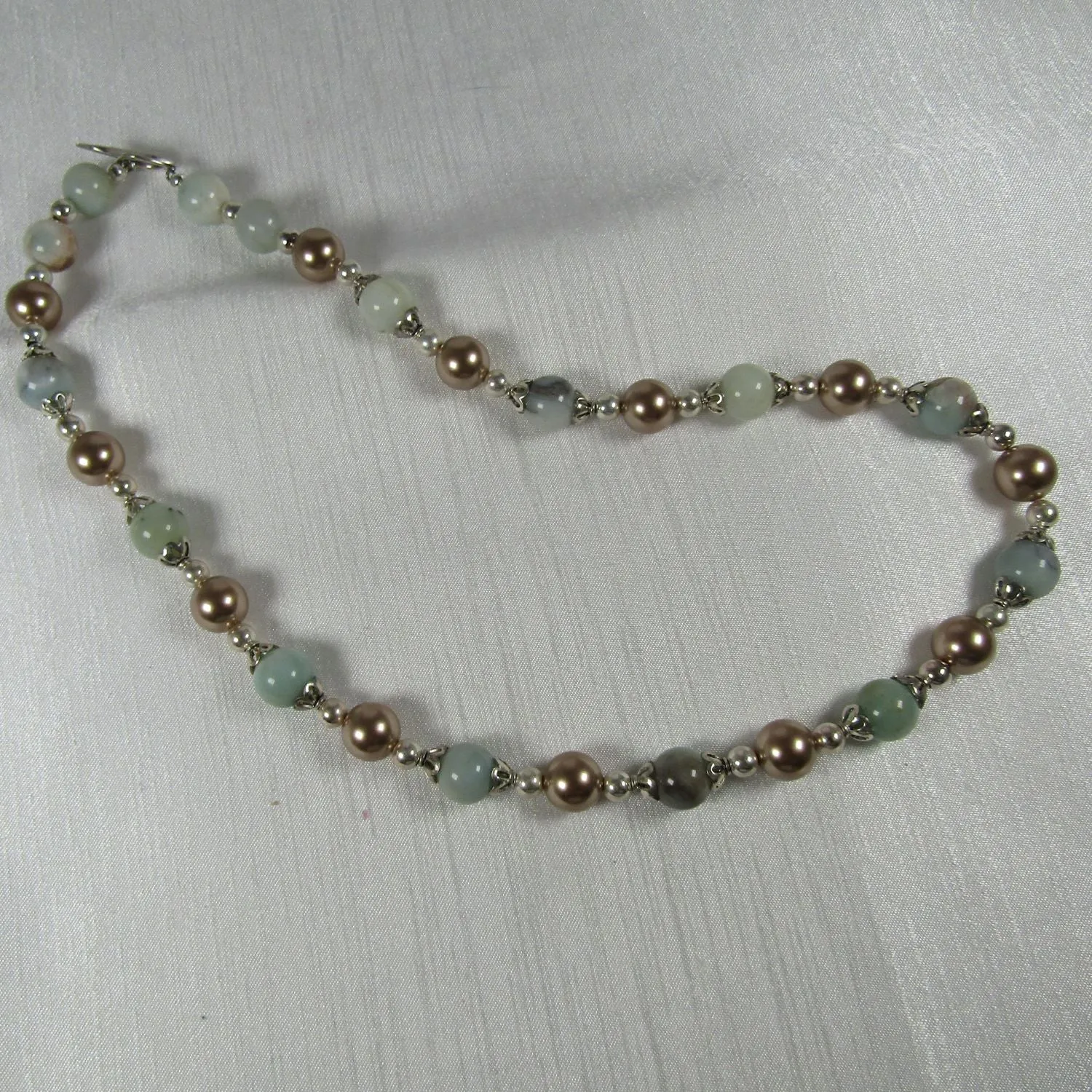 Amazonite and Pearl Beaded Beaded Necklace