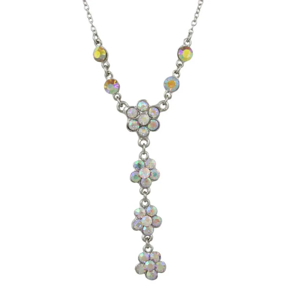 Aurora Borealis Crystal Daisies Y Necklace - RSN328