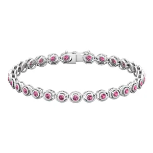 Bezel Set Natural Pink Tourmaline Tennis Bracelet