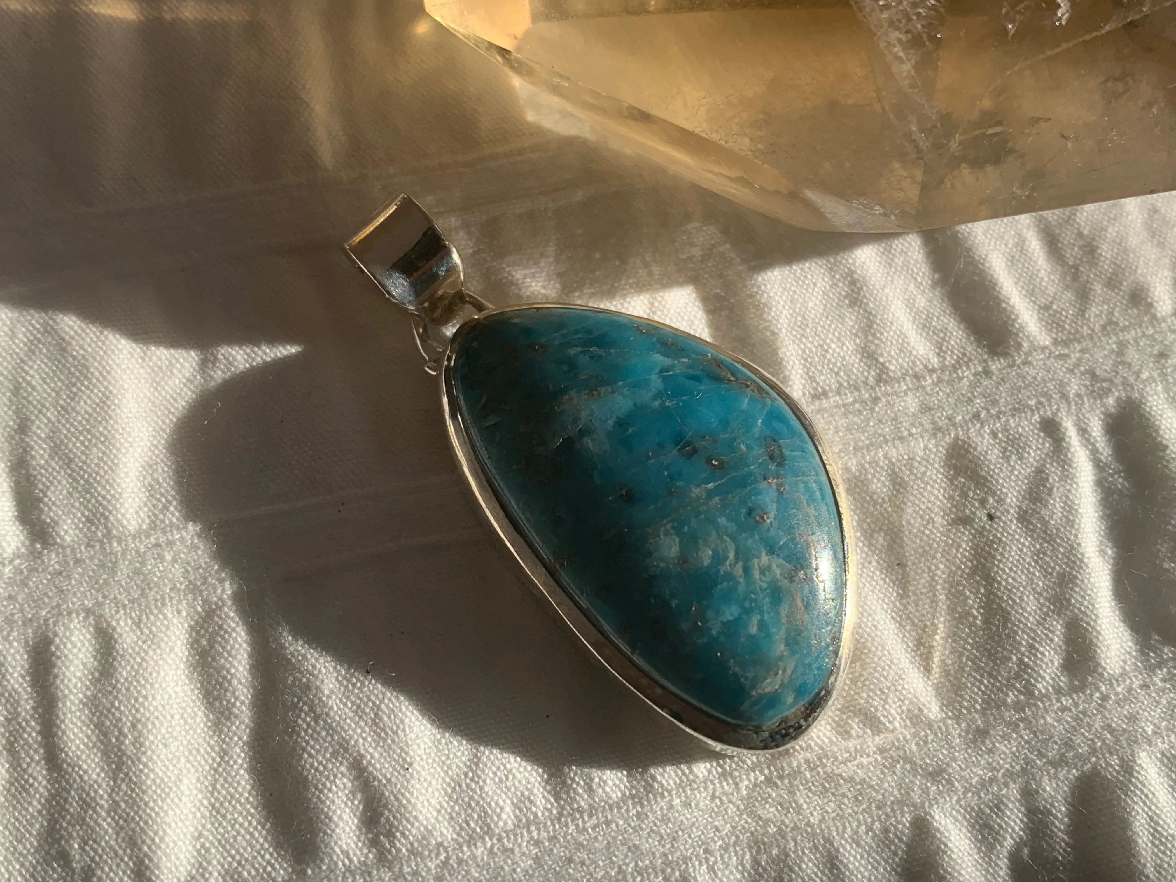 Blue Apatite Naevia Pendant - Asymmetric