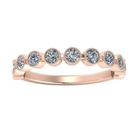 Briallen Round Millgrain Trendy Lab Diamond Wedding Ring