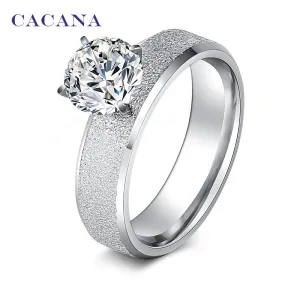 CACANA Stainless Steel Rings For Women Sequin With CZ  Fashion Jewelry Wholesale NO.R12