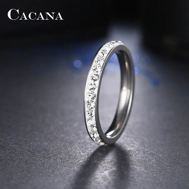 CACANA Stainless Steel Rings For Women Small CZ  Surround Fashion Jewelry Wholesale NO.R19