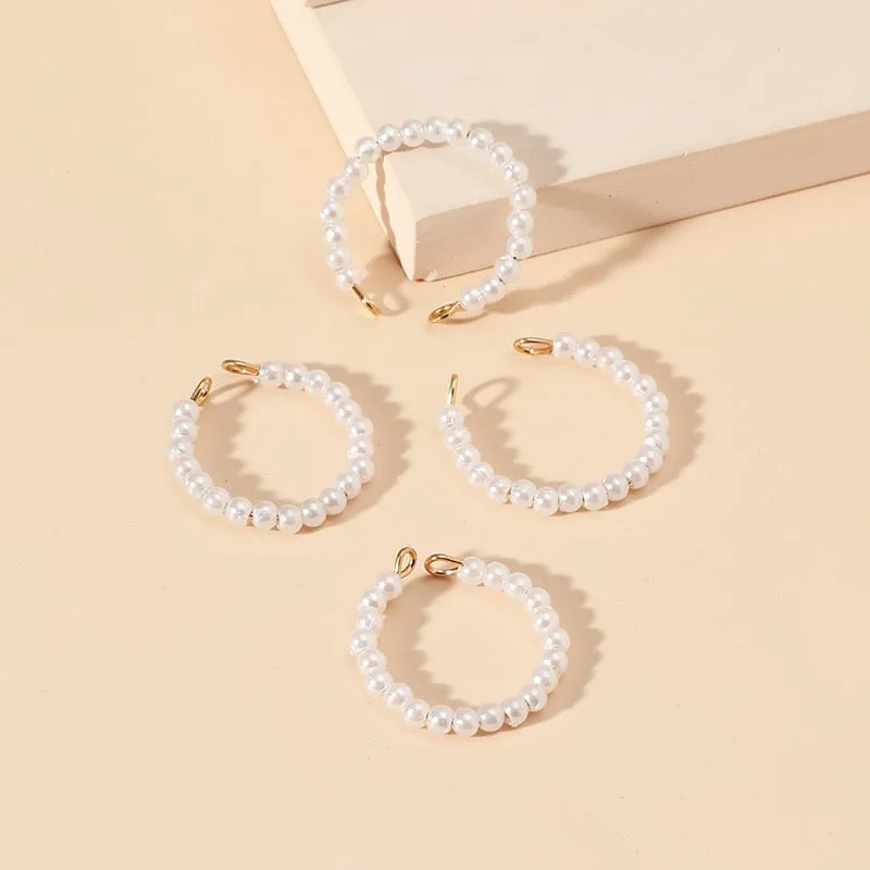 Celestial Pearls Boho Knuckle Rings Set