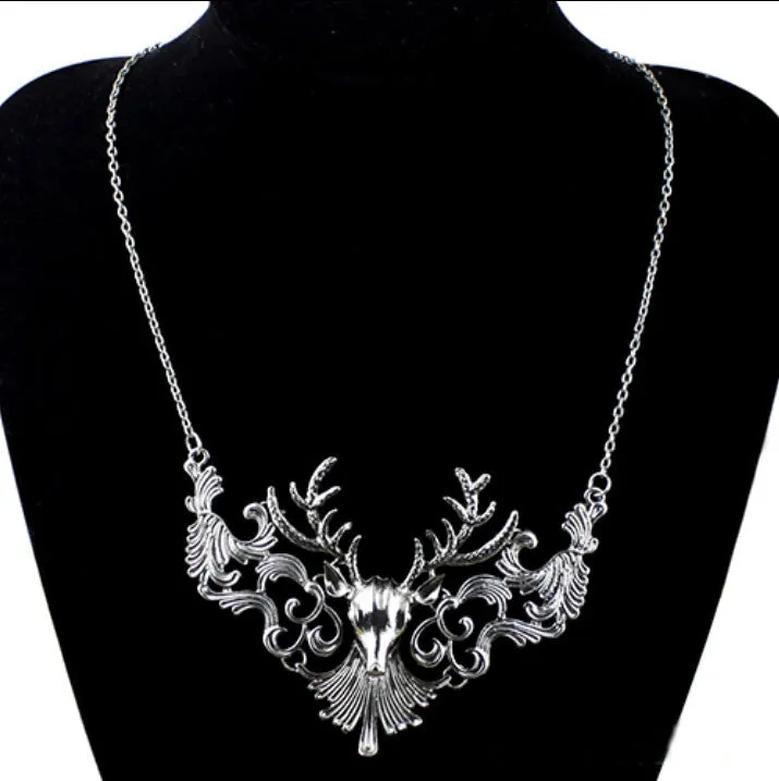 Charming Elk Deer Collar Pendant Classic Vintage Statement Exquisite Choker Necklace Popular Jewelry