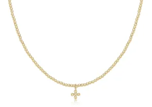 Choker Classic Gold 2mm - Classic Beaded Signature Cross Small Charm Gold