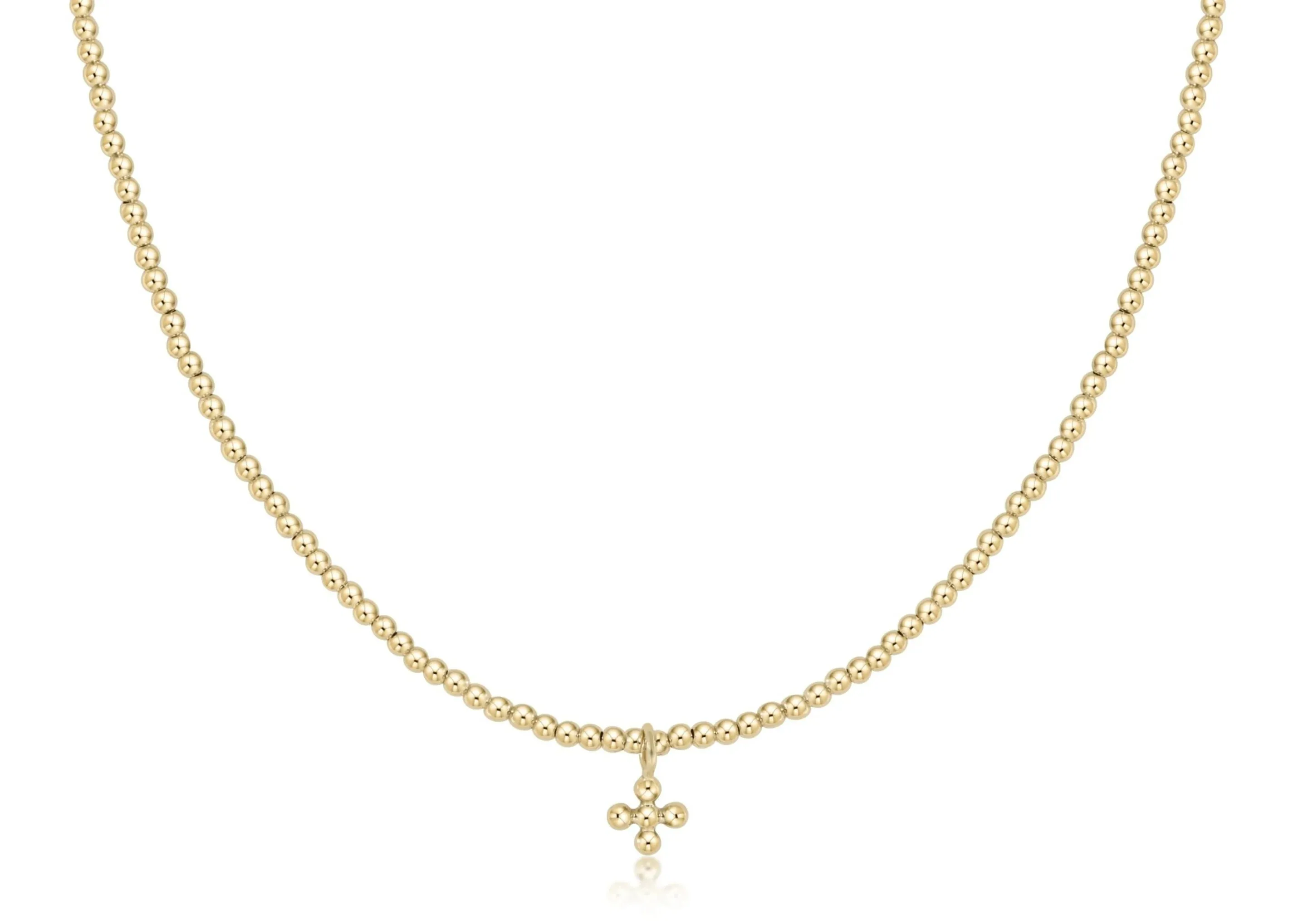 Choker Classic Gold 2mm - Classic Beaded Signature Cross Small Charm Gold