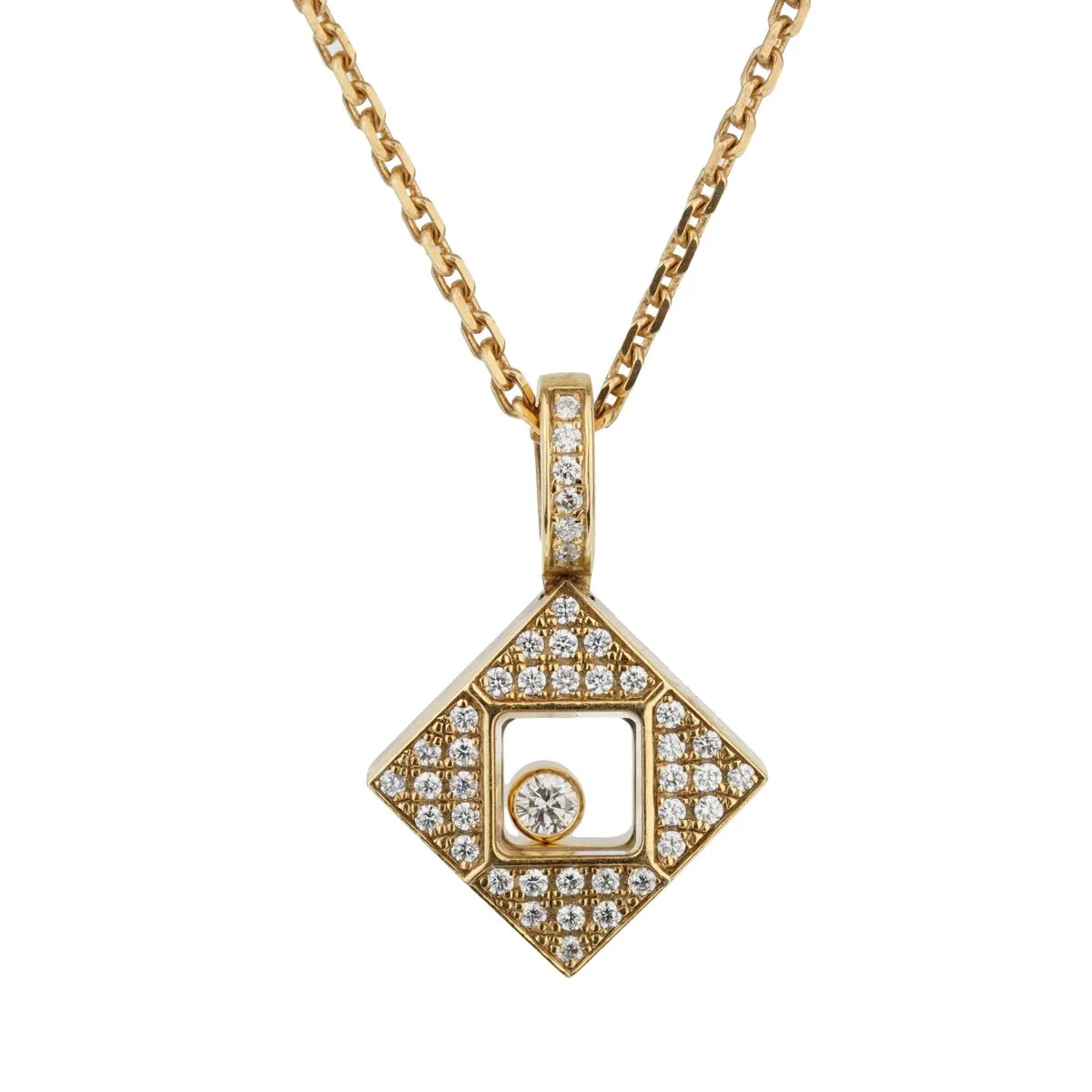 Chopard Happy Diamonds Square Yellow Gold Necklace