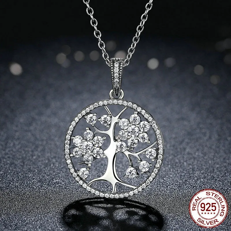 Classic 925 Sterling Silver Tree of Life Pendant Necklaces for Women Women Fine Jewelry collares