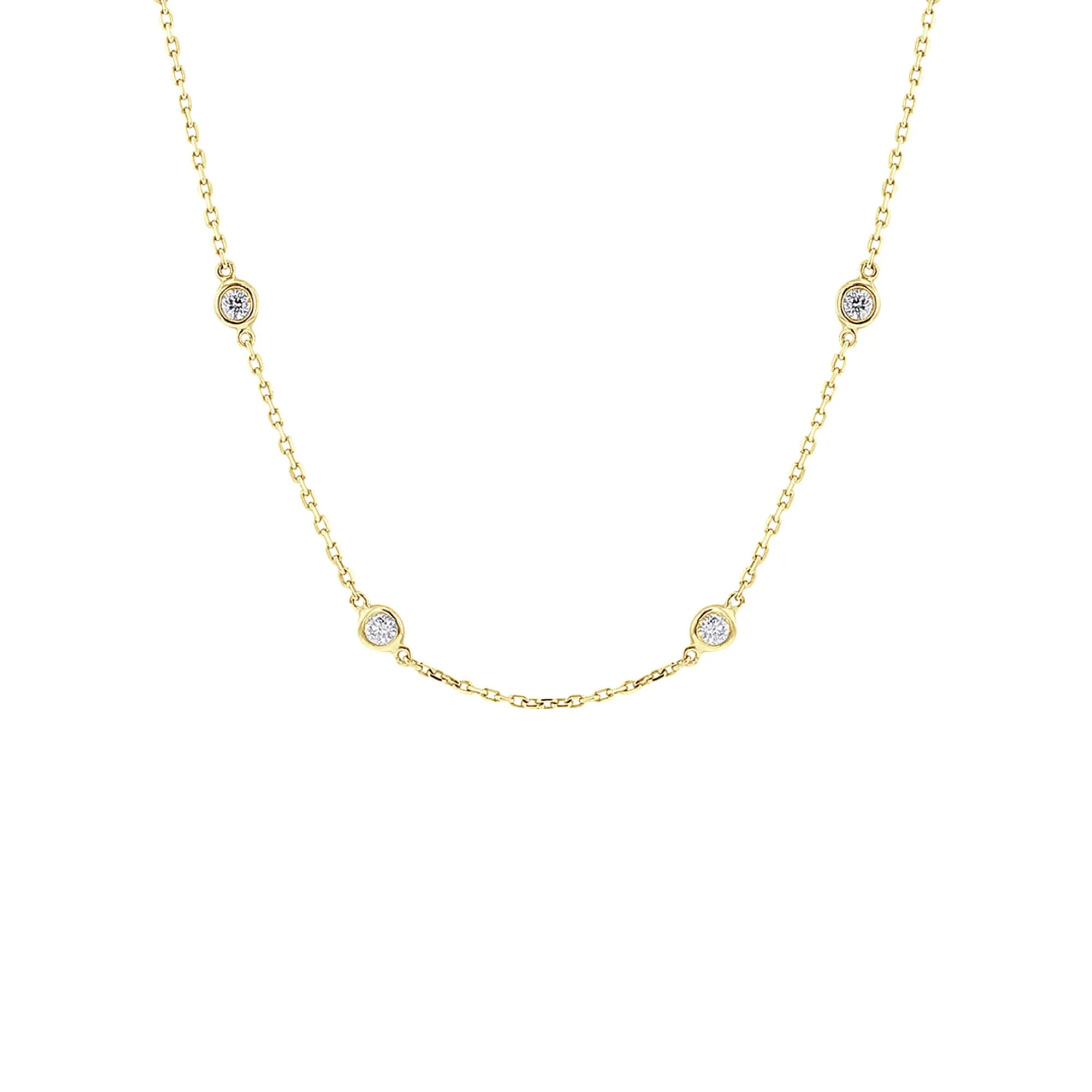 Classic Bezel Station Diamond Necklace 1ct