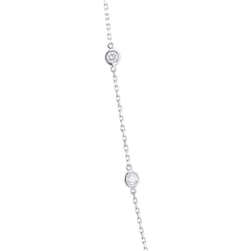 Classic Bezel Station Diamond Necklace 1ct