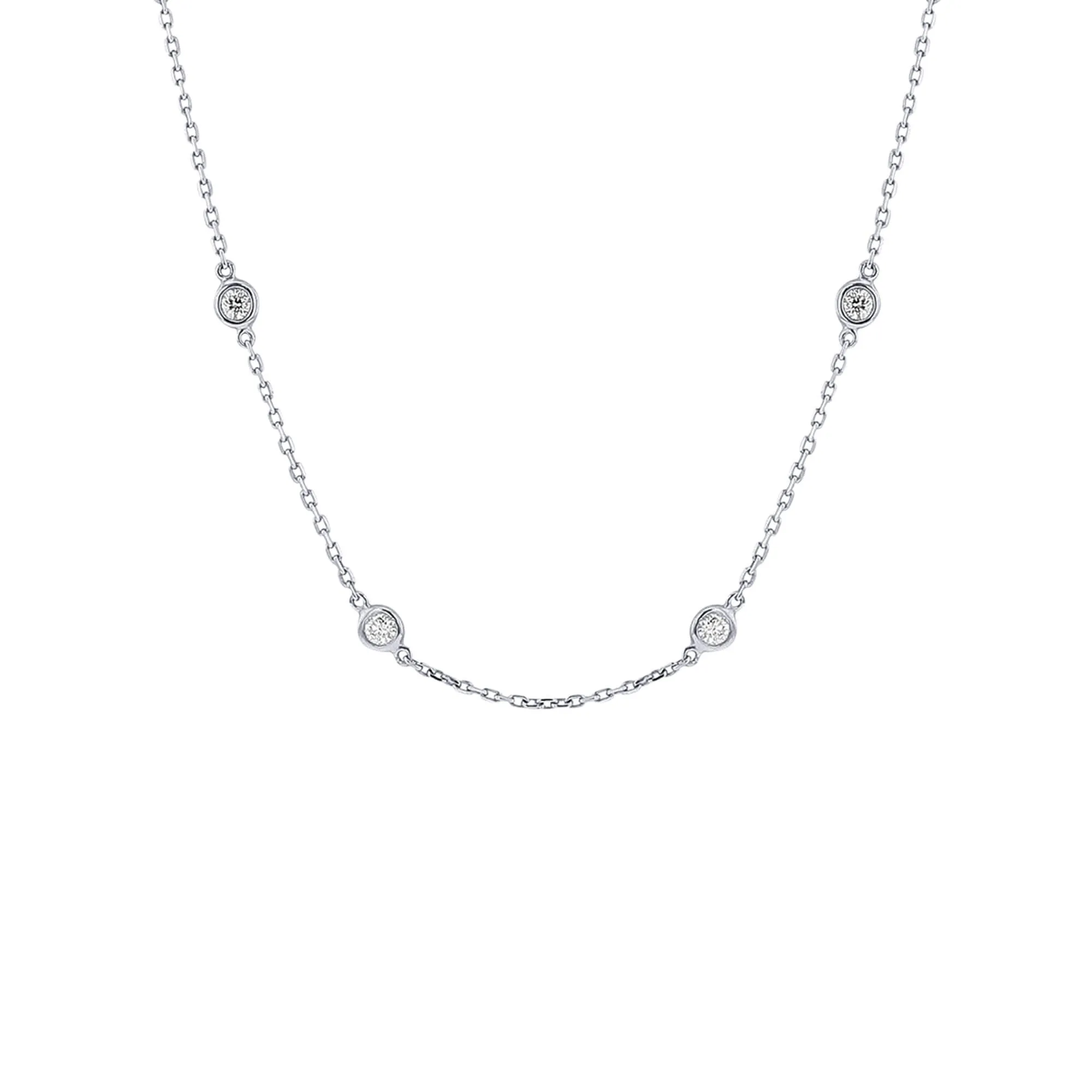 Classic Bezel Station Diamond Necklace 1ct