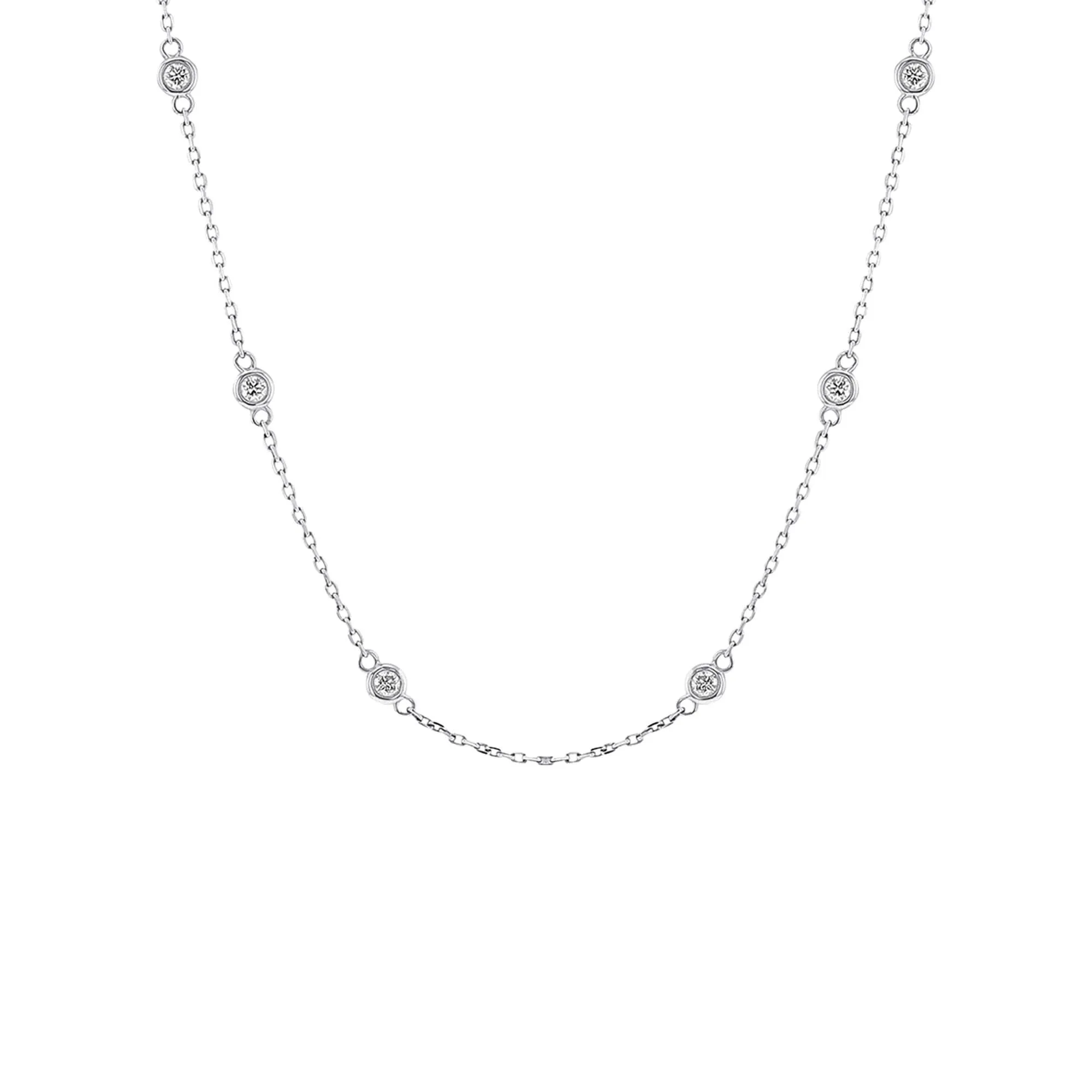 Classic Bezel Station Diamond Necklace 3/4ct