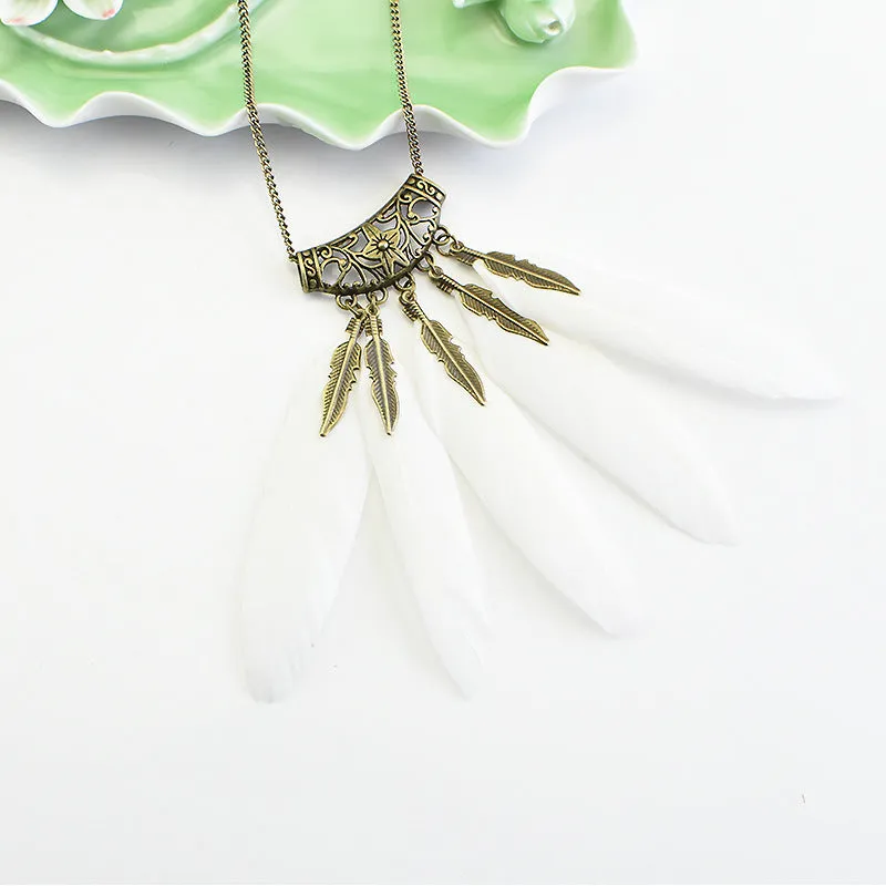 Classic Faux Feather Necklace Collection