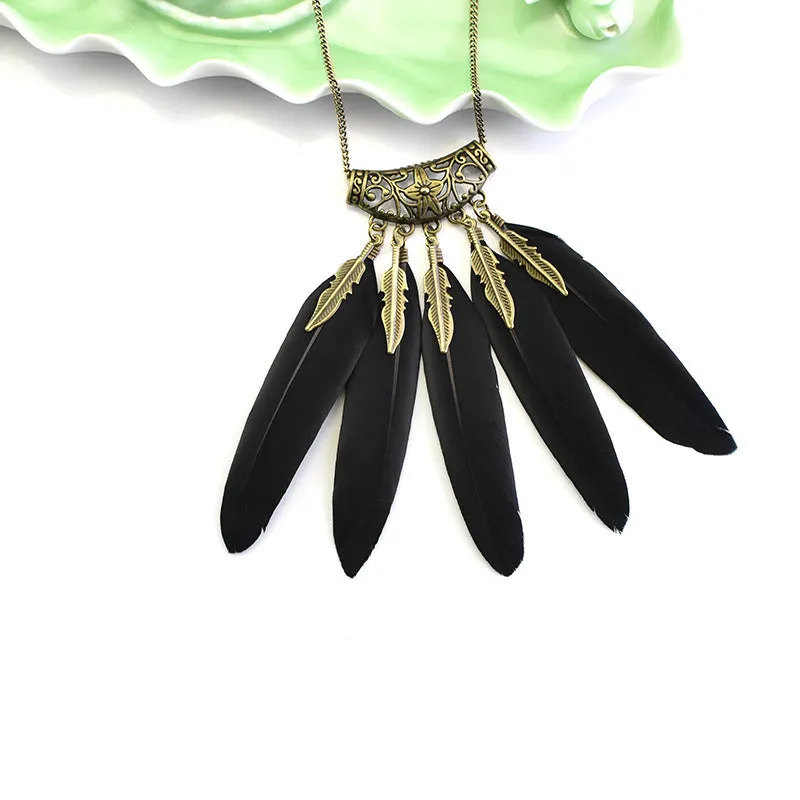 Classic Faux Feather Necklace Collection