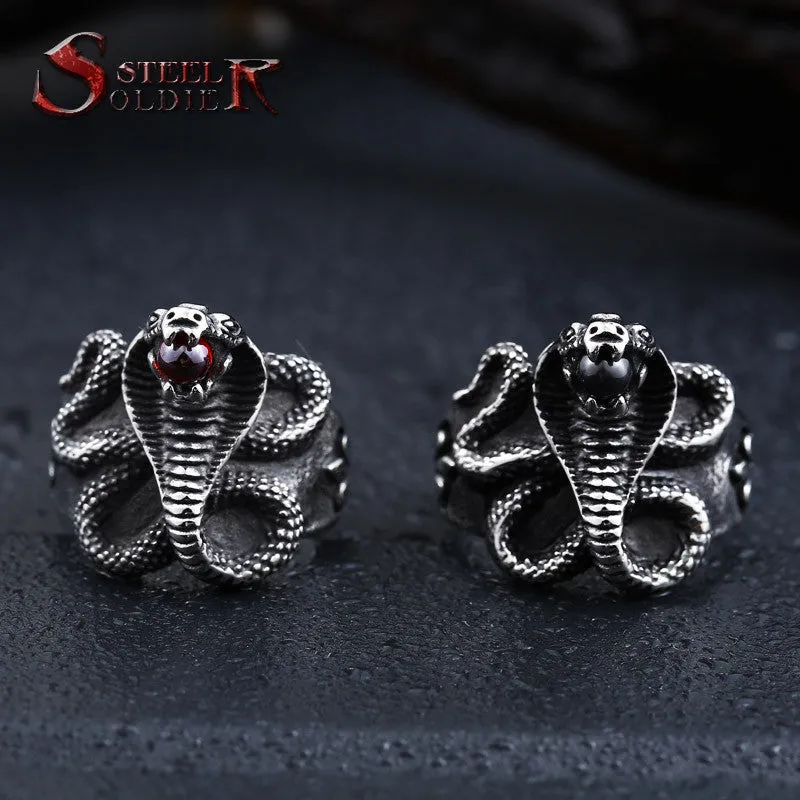 Cobra stainless steel Man ring Punk Heavy Metal ring Snake Jewelry