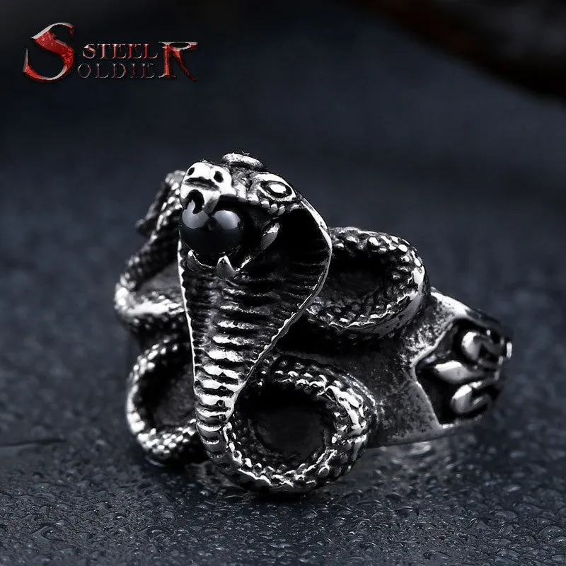 Cobra stainless steel Man ring Punk Heavy Metal ring Snake Jewelry