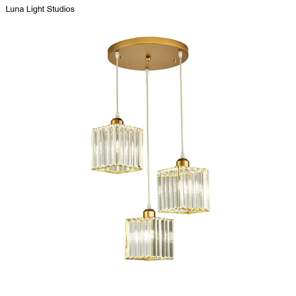 Contemporary Beveled Crystal Pendant Light with Swirl Design