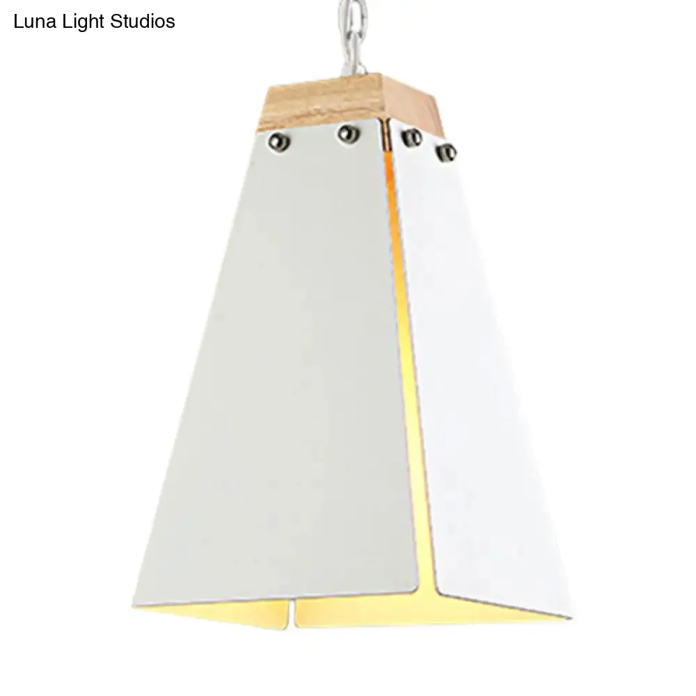 Contemporary Black/White Metal Pyramid Pendant Light - Adjustable Chain, Ideal for Ceilings