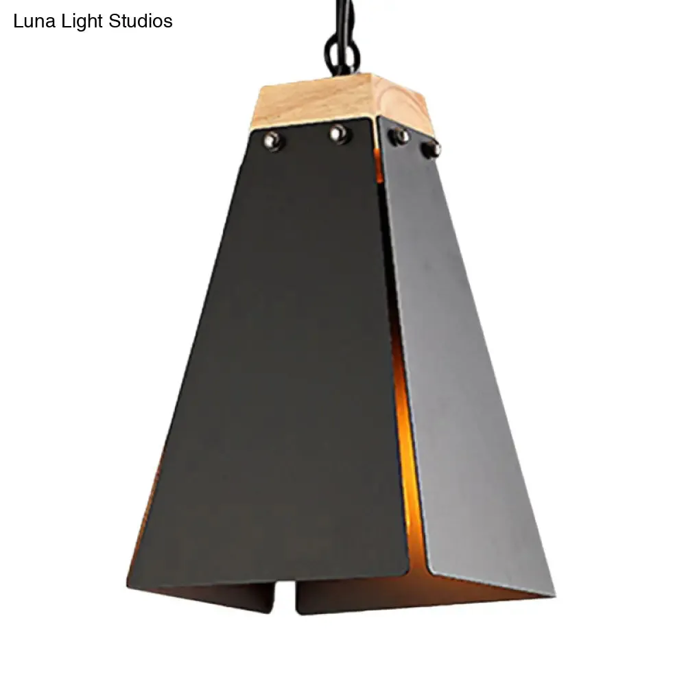 Contemporary Black/White Metal Pyramid Pendant Light - Adjustable Chain, Ideal for Ceilings