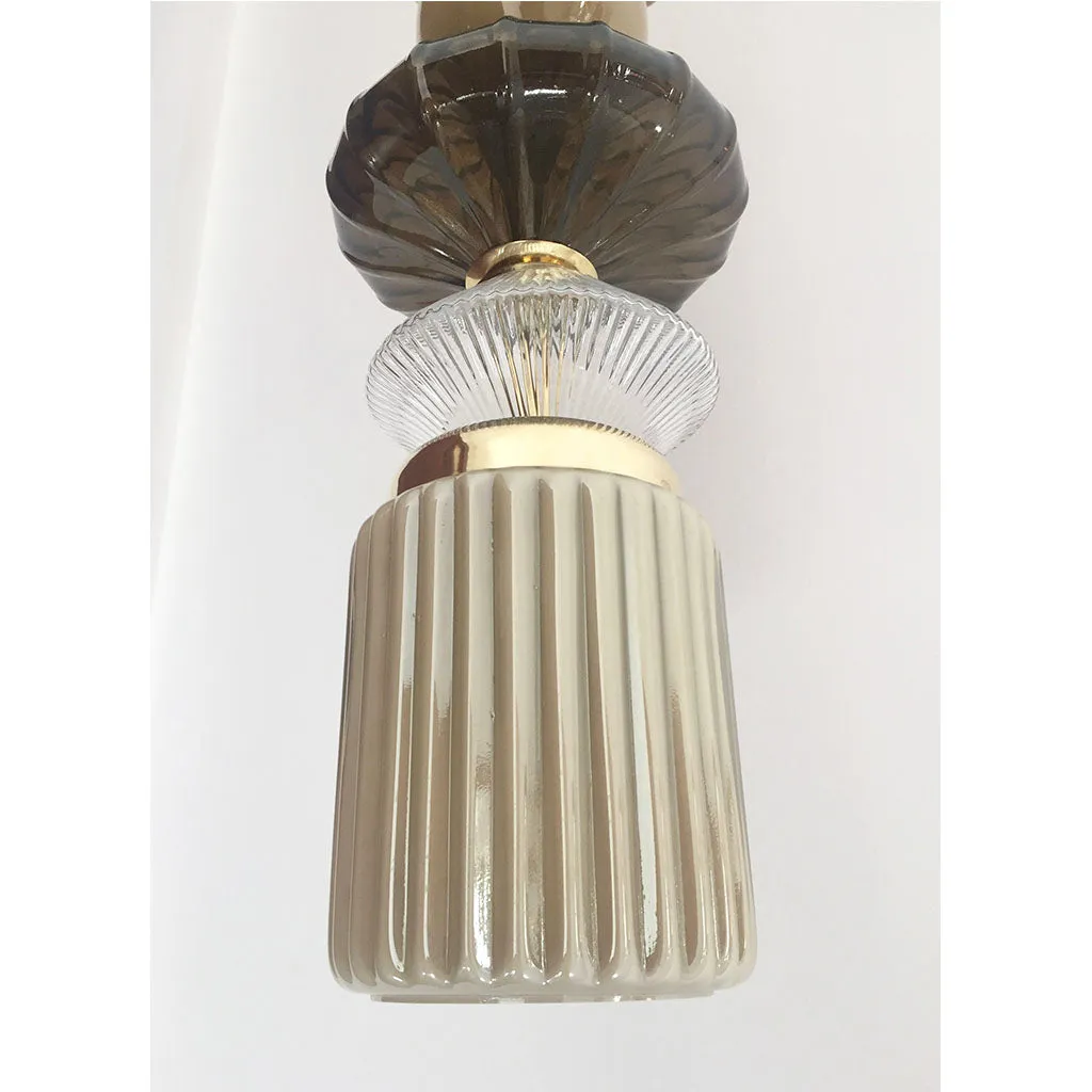 Contemporary Customizable Taupe Gold Ivory White Murano Glass Pendant Chandelier