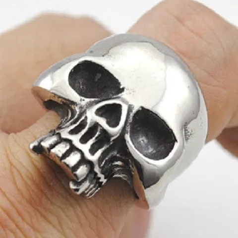 Cool Stainless Steel Rings For Men Trendy Smooth Polishing Big Tripple Skull Ring Punk Biker Jewelry