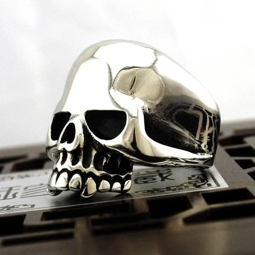 Cool Stainless Steel Rings For Men Trendy Smooth Polishing Big Tripple Skull Ring Punk Biker Jewelry