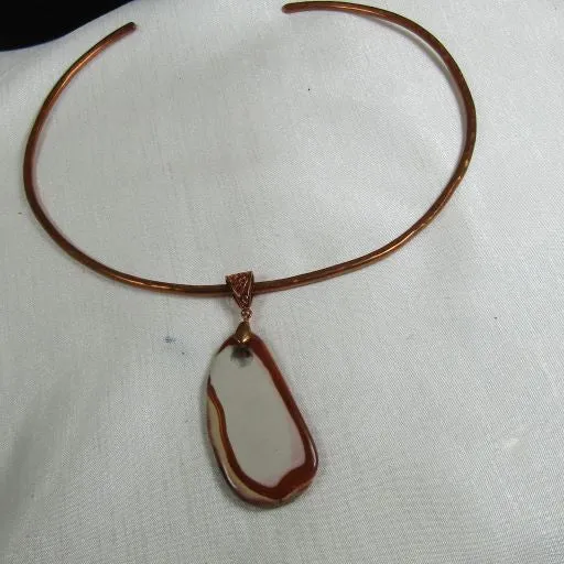 Copper Neck Wire Chocker with Big Gemstone Pendant