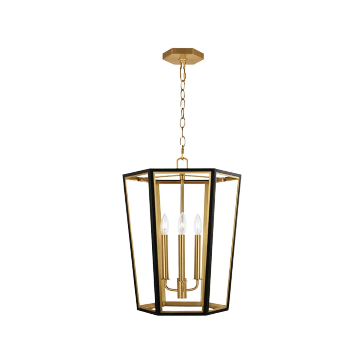 Curt 16 in. 3 Lights Pendant Light Black & Brass Finish