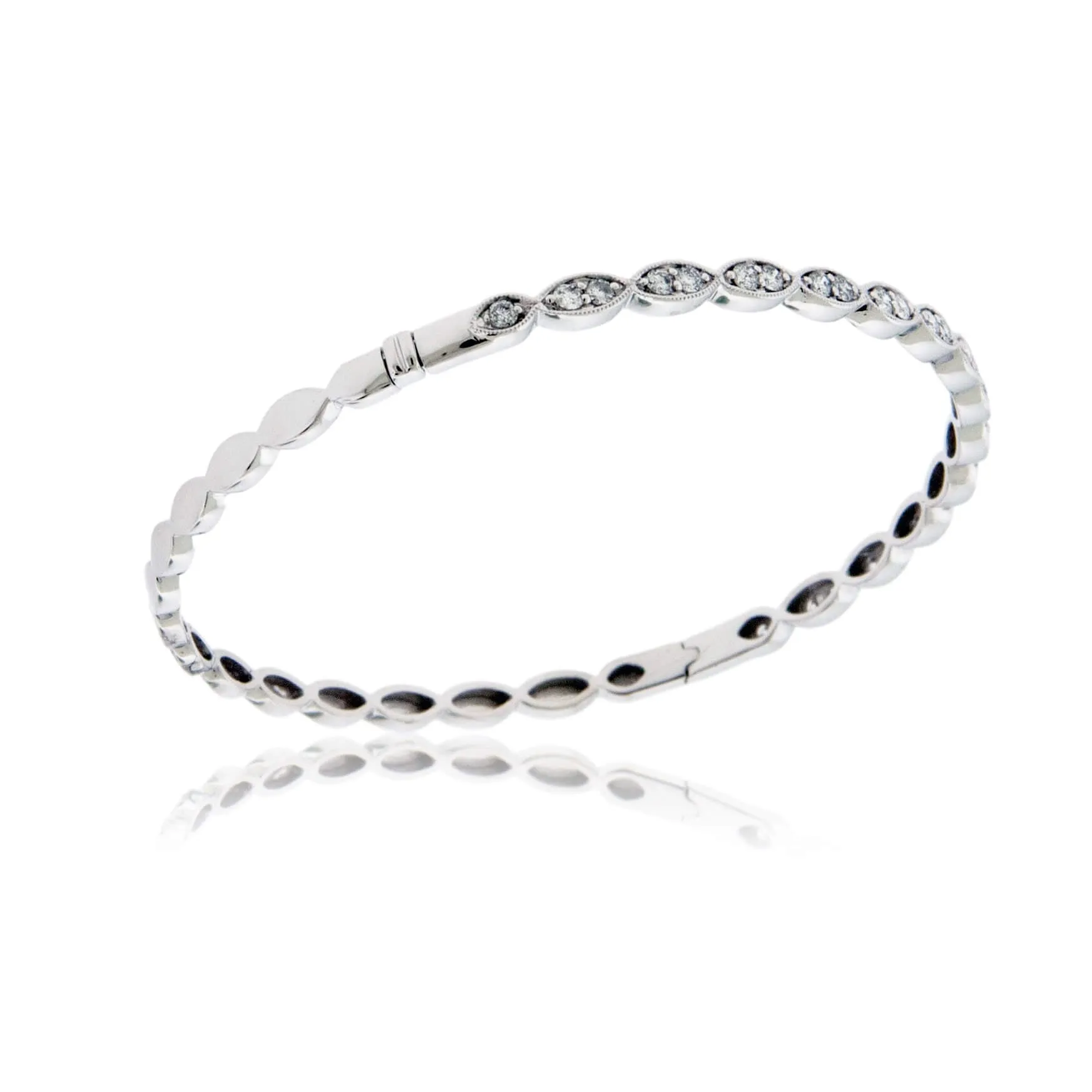 Diamond Bezel Style Hinged Bangle Bracelet