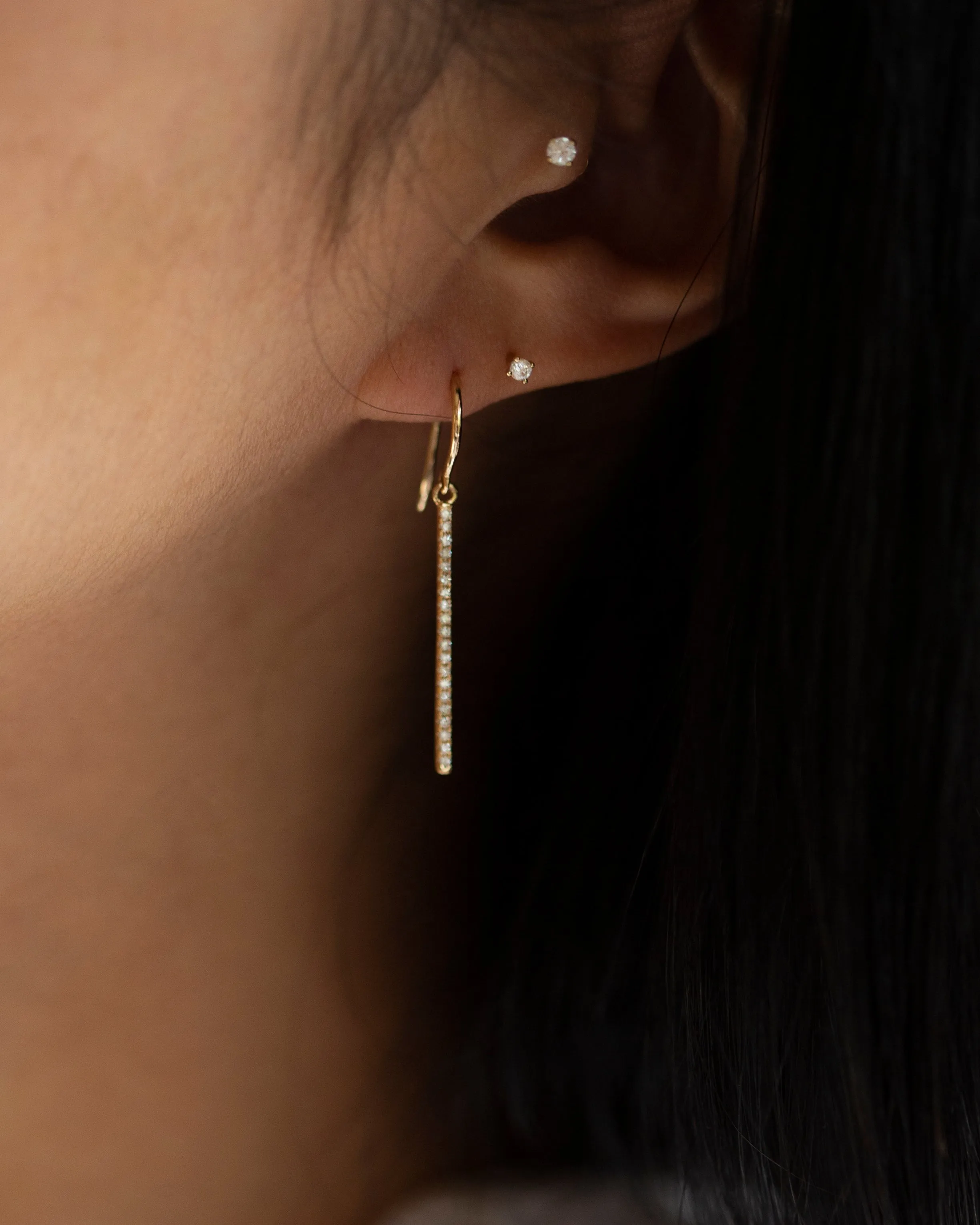 Diamond Drop Bar Earrings