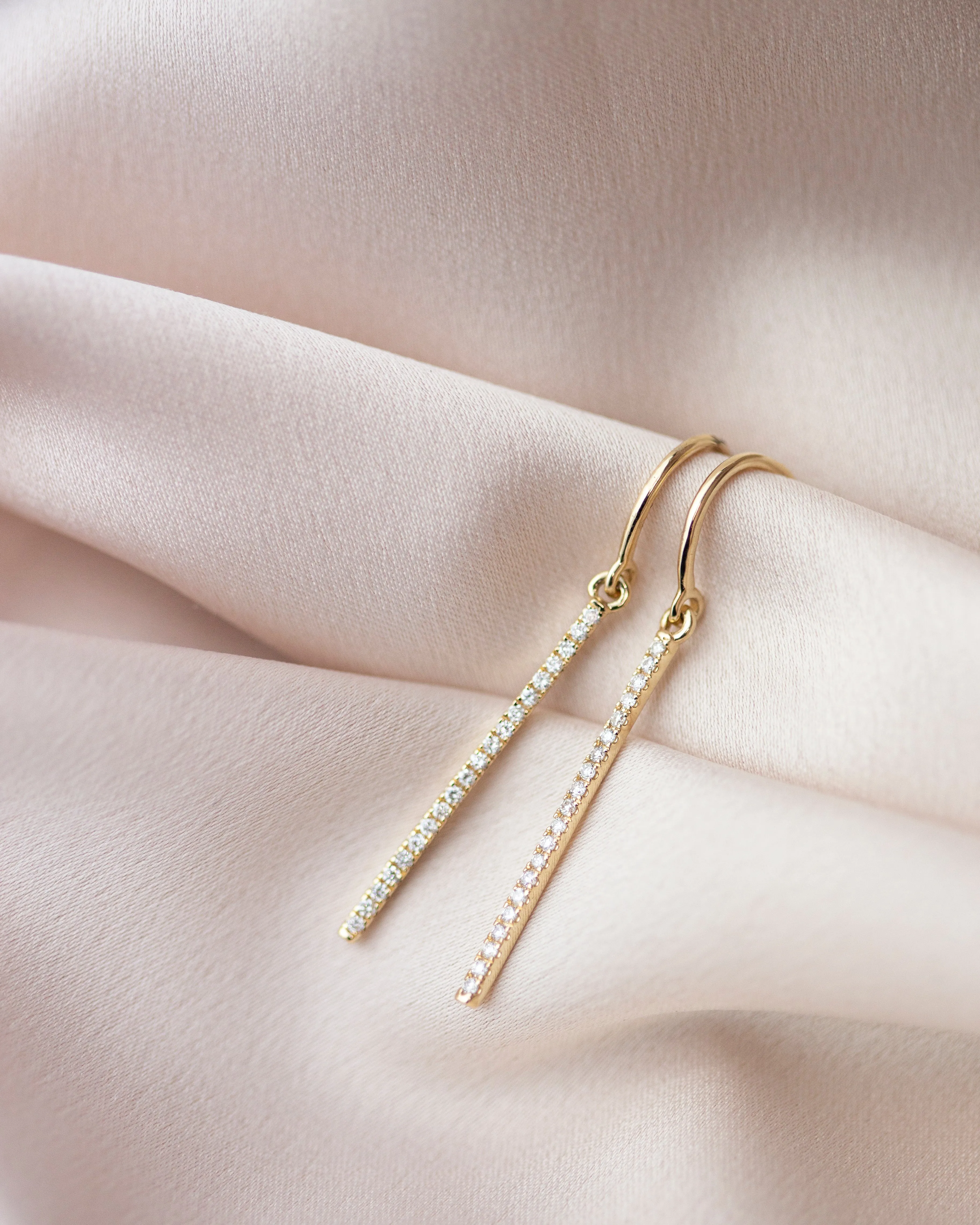 Diamond Drop Bar Earrings