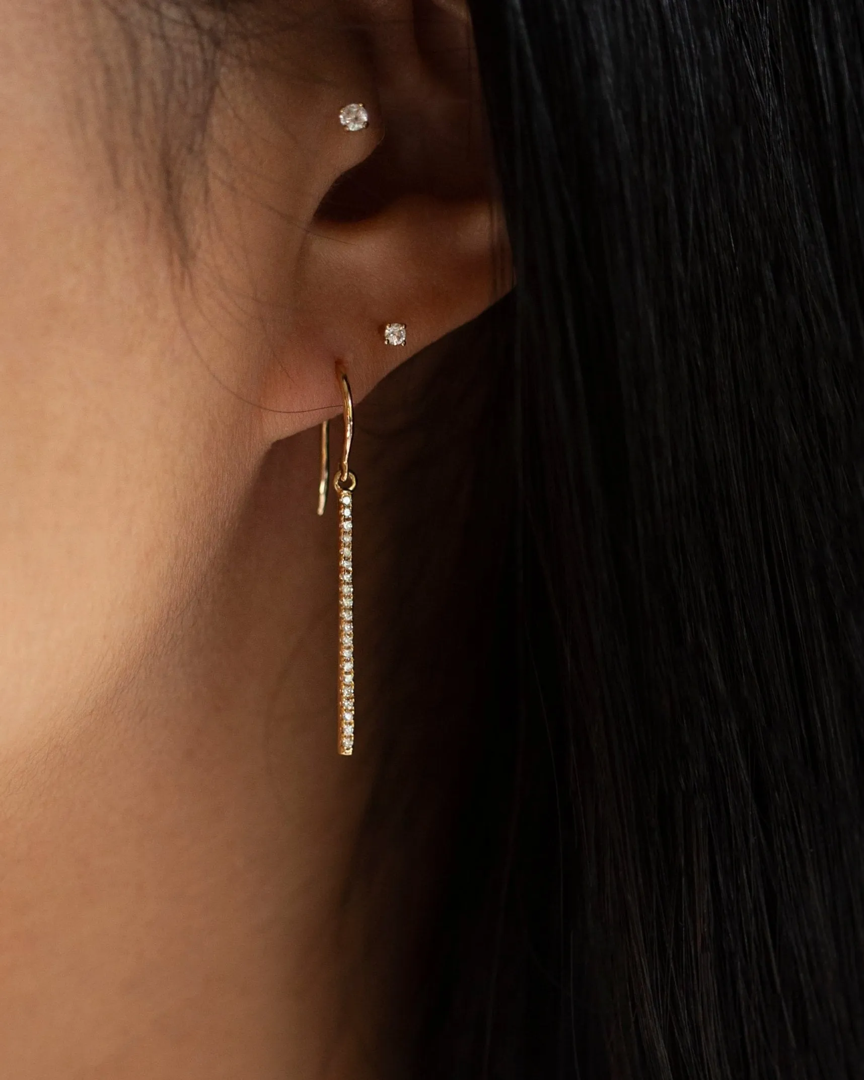 Diamond Drop Bar Earrings