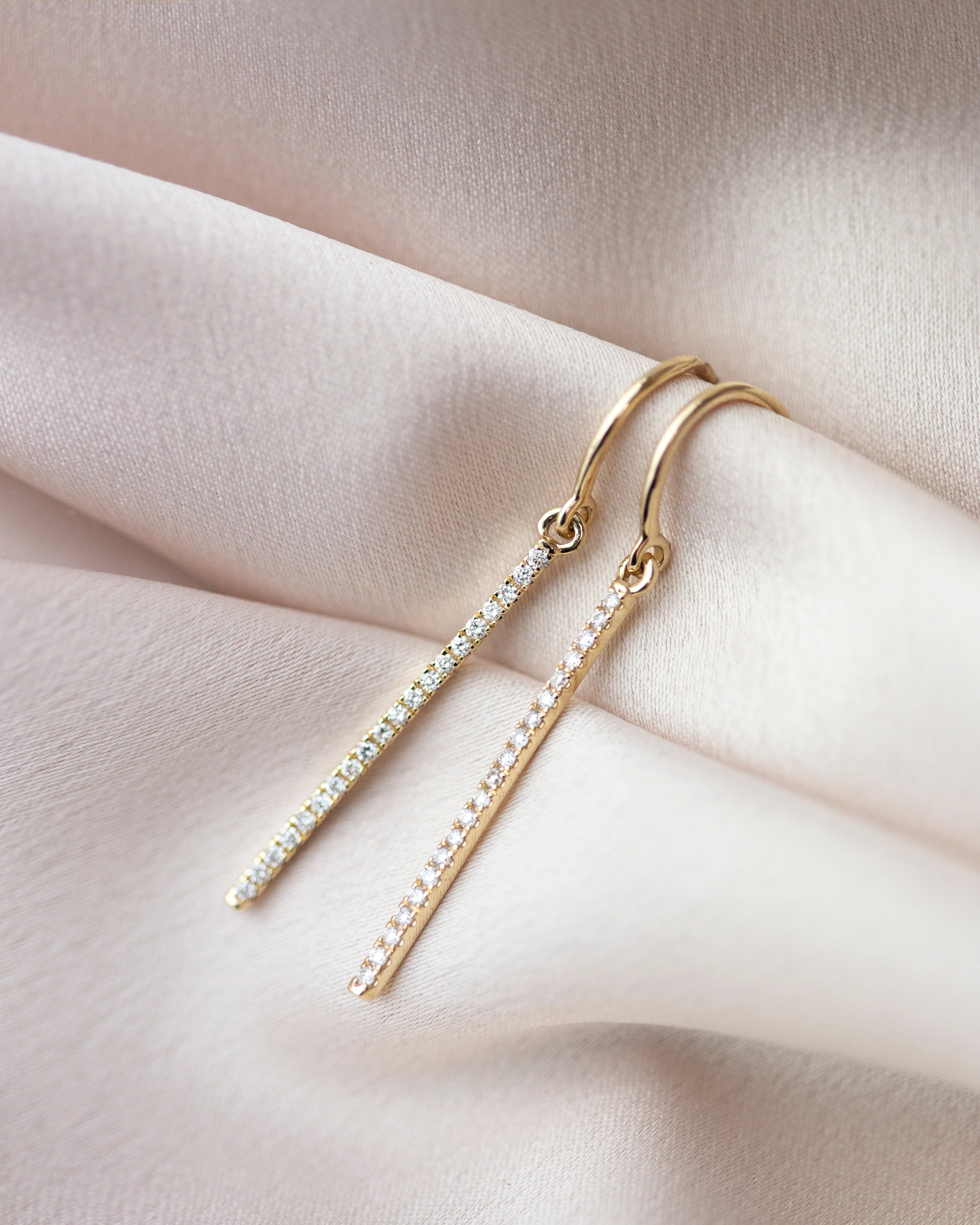 Diamond Drop Bar Earrings