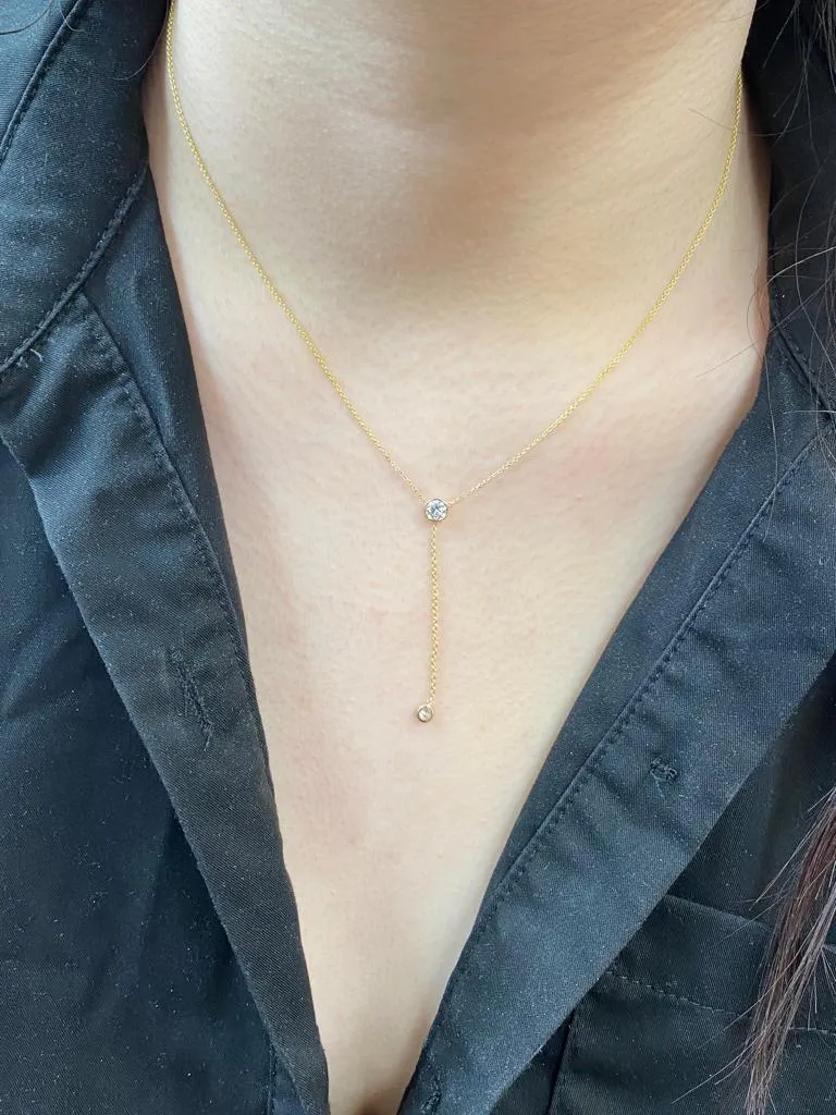 Duo Diamond Lariat Necklace