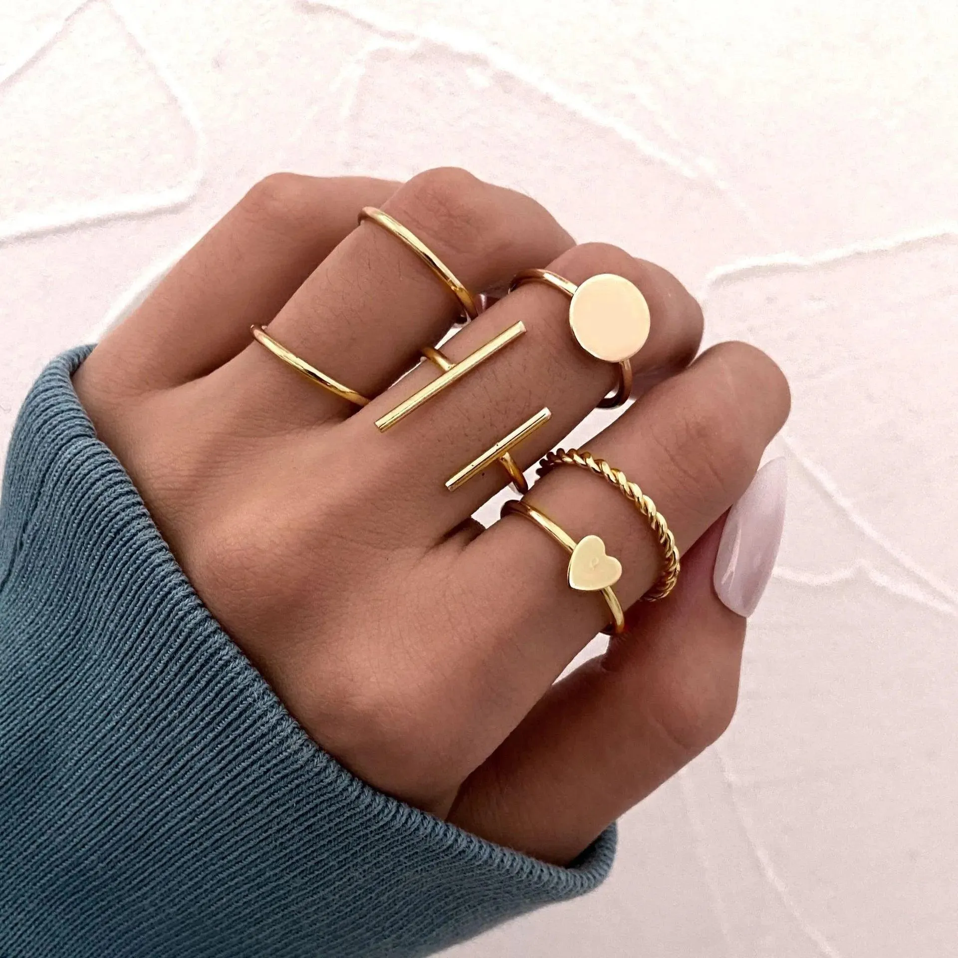 Edgy Geometric Rings: Trendy Punk & Hip-Hop Jewelry Collection