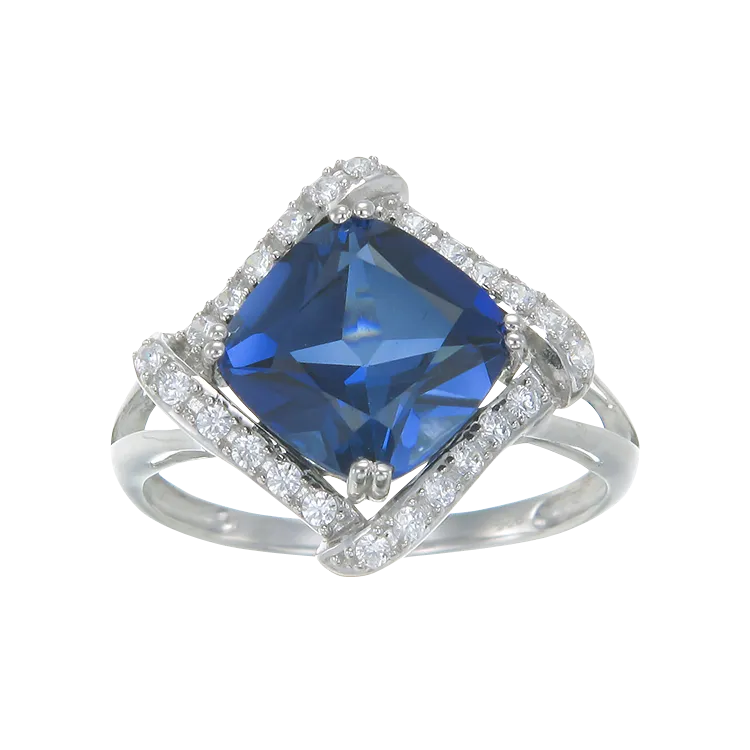 Elegantly Framed Blue Sapphire Ring