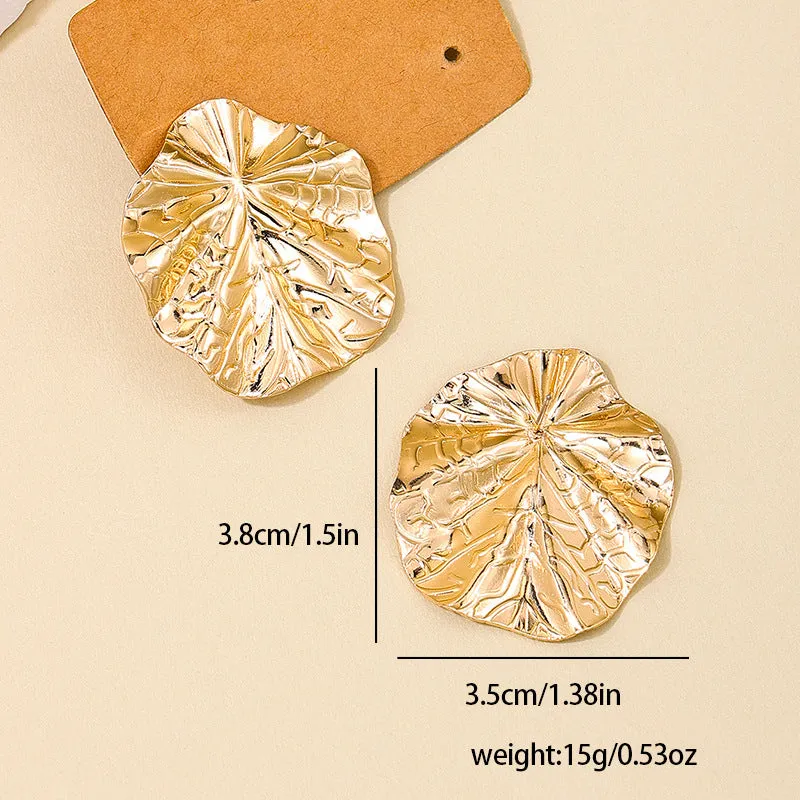 European and American Punk Style Ruffle Leaf Earrings for Women