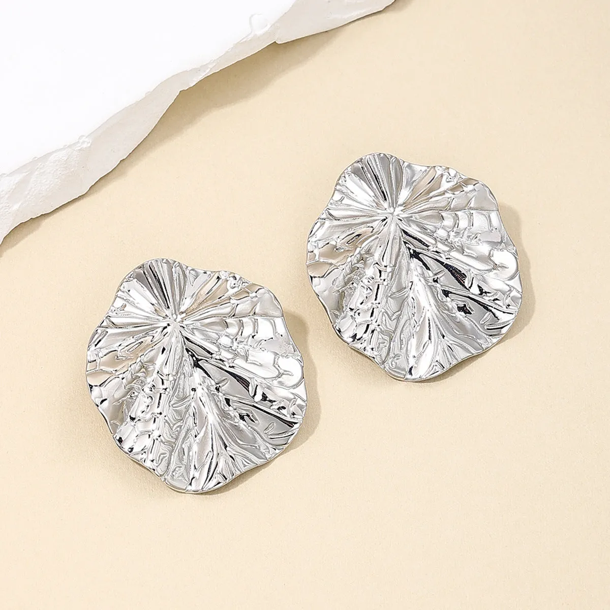 European and American Punk Style Ruffle Leaf Earrings for Women